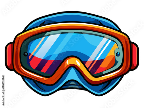 A high-quality vector illustration of a pair of snow goggles, isolated on a white background