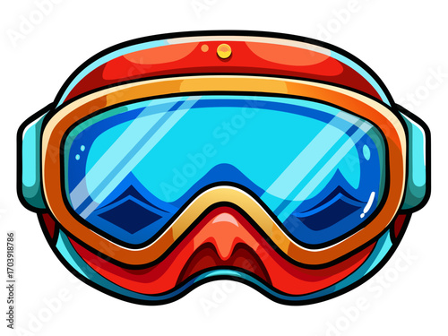 A high-quality vector illustration of a pair of snow goggles, isolated on a white background
