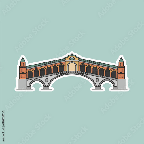 Illustration of the rialto bridge in venice, italy, a famous landmark with its distinctive architecture and historical significance, perfect for travel and culture themes