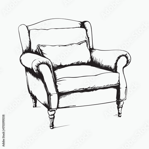 black and white armchair
