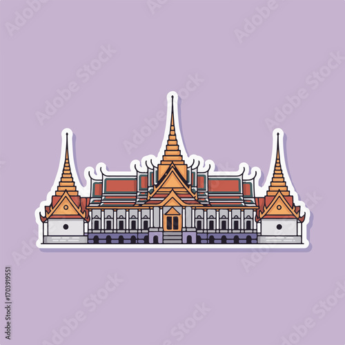 Illustration of the grand palace in bangkok, thailand, showcasing its stunning architecture and cultural significance as a major tourist attraction and a symbol of thai heritage