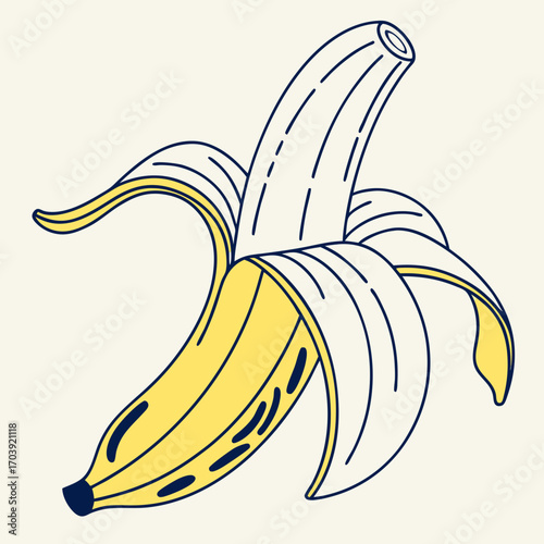 Delicious Peeled Banana Illustration