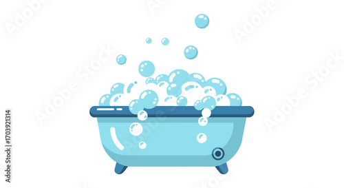 Vector Illustration baby Bathtub Filled with Soap Bubbles Representing Cleanliness and Relaxation