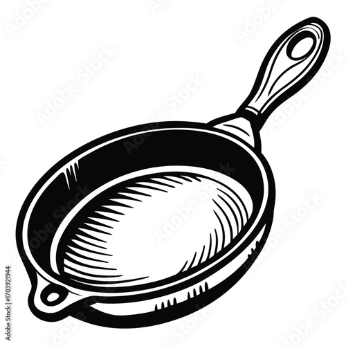 Black and white Skillet Ready to Cook Up Something Delicious Illustration for Food Lovers and Kitchen Enthusiasts