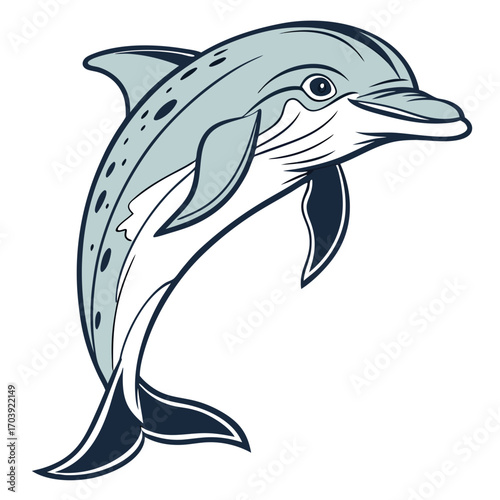 Playful Dolphin Illustration Marine Life Art for Creative Projects