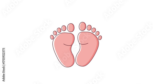 Vector of Baby Footprints Symbolizing Infancy and Birth on White Background
