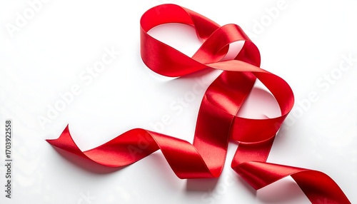 Red ribbon on white background