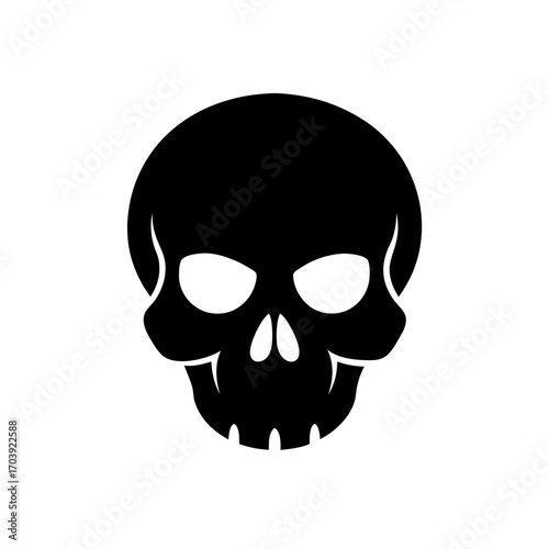 Simple skull black graphic on transparent background silhouette
