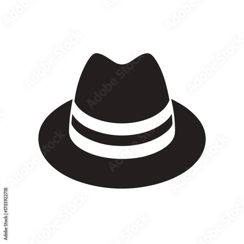A fedora hat simple vector on transparent background silhouette