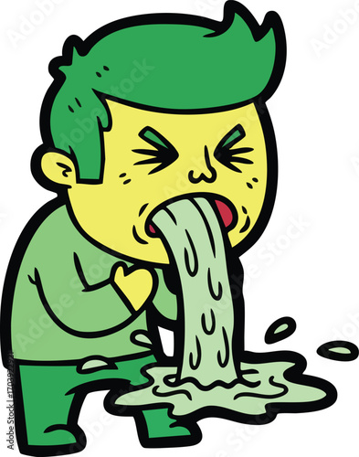 a man experiencing severe nausea and vomiting.