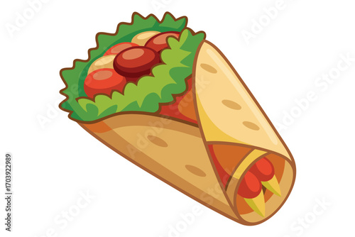 Mouthwatering Doner Kebab Wrap Featuring Grilled Meat Vegetables and Zesty Sauce a Delicious and Flavorful Fast Food Treat