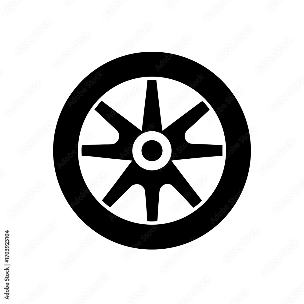 Fototapeta premium A simple black wheel icon on transparent background silhouette