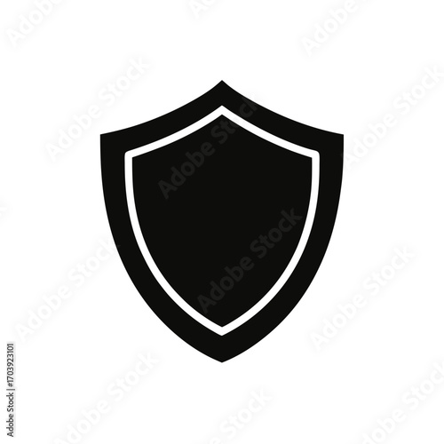Simple black shield shape on transparent background silhouette