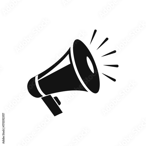 Single black megaphone icon on transparent background silhouette