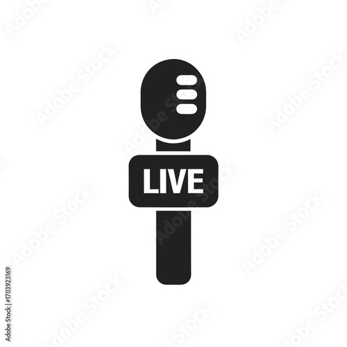 Microphone with live label on transparent background silhouette