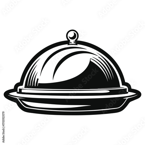 Elegant Serving Dish Emblem with a Classy Design Perfect for Restaurants or Culinary Arts Branding