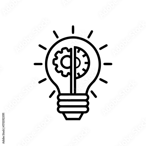 Lightbulb gear combination on transparent background silhouette