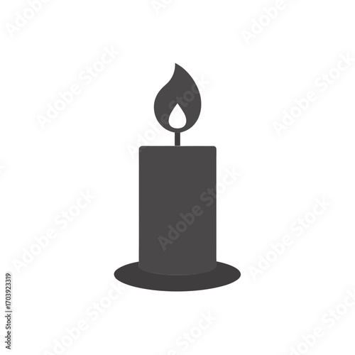 Illustration of a candle lit on transparent background silhouette