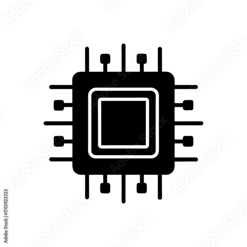 Central processing unit ic on transparent background silhouette