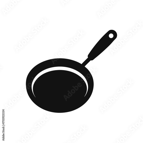 Simple skillet pan drawing on transparent background silhouette