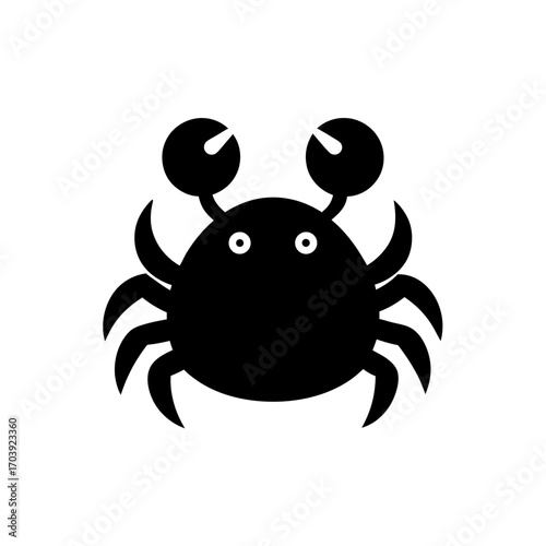 Silhouette of a black crab on transparent background