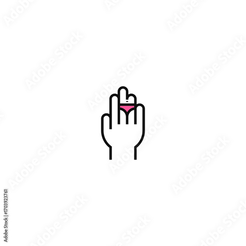 Hand and body in panties logo.