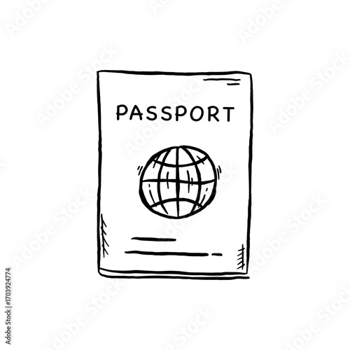 Passport handdrawn icon sketch vector illustration