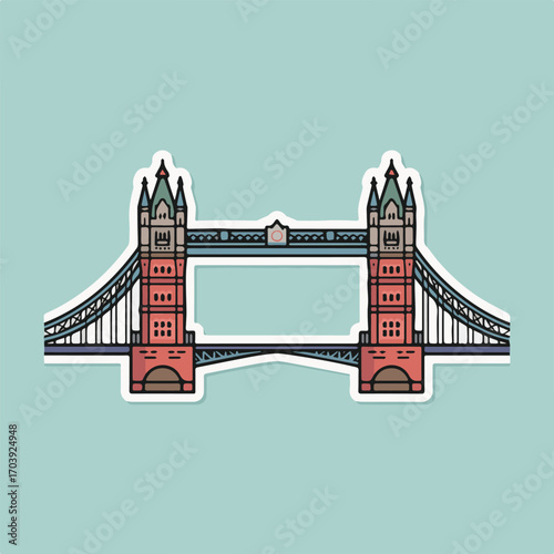 A captivating sticker illustration showcases the iconic tower bridge in london, england, a symbol of the citys rich history and architectural grandeur, a famous landmark