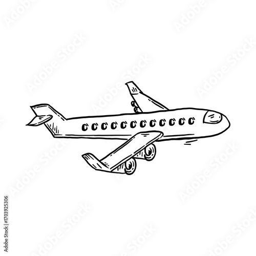 Airplane aviation handdrawn icon sketch vector illustration