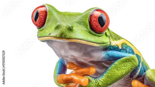 Jumping frog celebrates leap year fun,isolated on transparent background