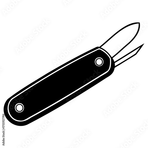Black swiss army knife with blade extended