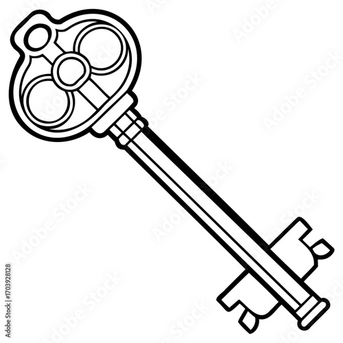 Antique ornate key with intricate design