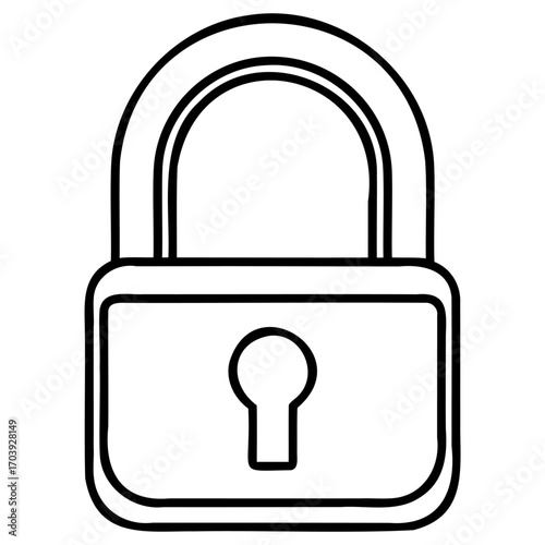Minimalist black and white padlock icon