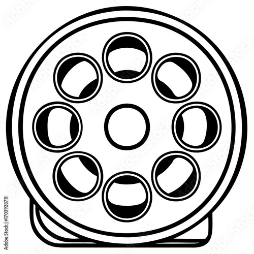 Black and white line drawing of revolver cylinder
