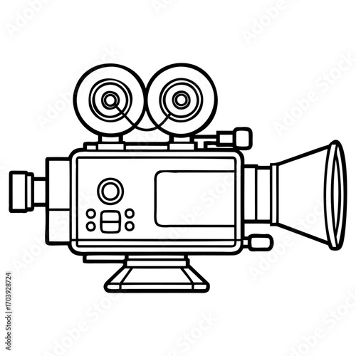 Vintage black and white film camera illustration