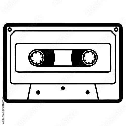 Black and white illustration of cassette tape