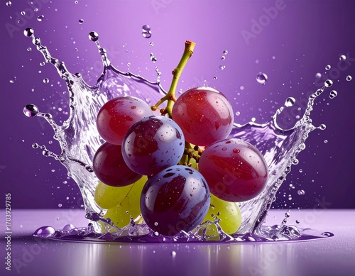 grapes in water splash