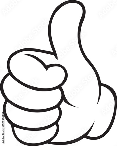 Cartoon thumbs up gesture hand icon approval sign joyful positive expression symbol