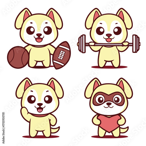 Cute baby animals collection: funny cartoon pet characters with a fox, rabbit, cat, dog, pig, and bear face illustration set