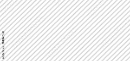 Seamless black and white thin diagonal stripes pattern vector background.