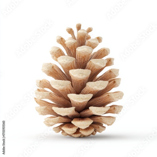 Natural brown pine cone closeup isolated on white