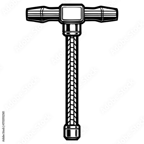 Vintage blacksmith hammer with wooden handle and metal head