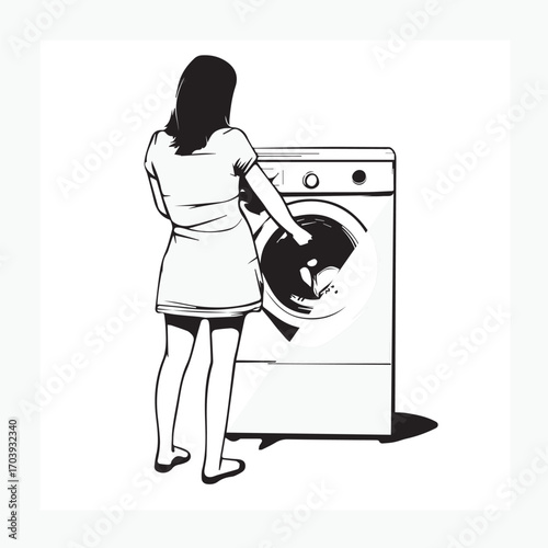 woman with washing machine