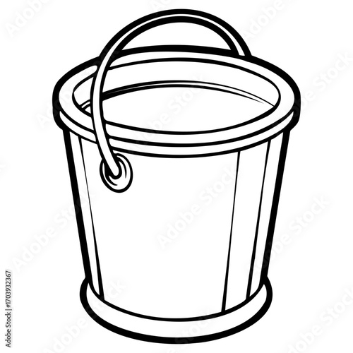 Black and white line drawing of a bucket
