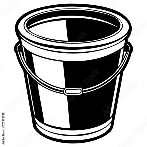 Black and white illustration of paint bucket
