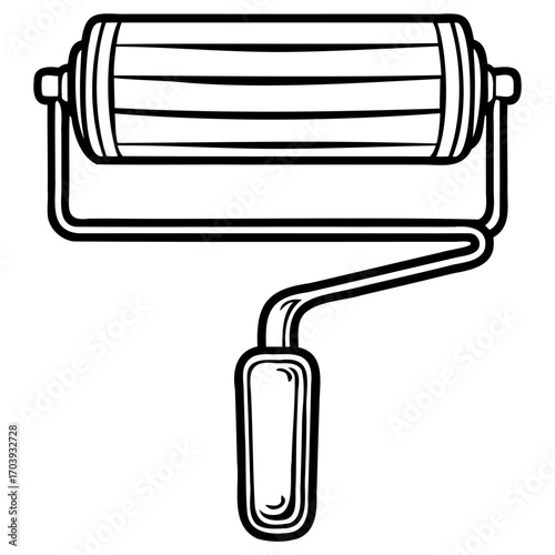 Black and white paint roller with handle for home improvement