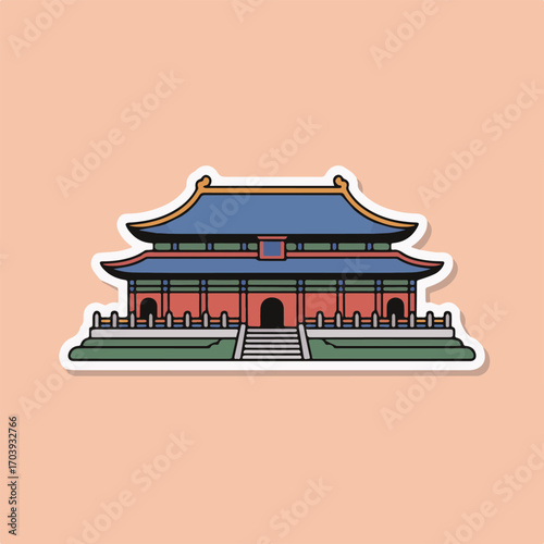 Illustration of the forbidden city in beijing, china, showcasing its traditional chinese architecture, intricate details, and historical significance, perfect for cultural themes