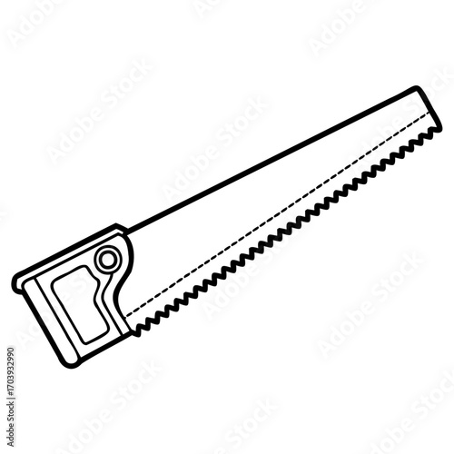 Hand saw tool with wooden handle for carpentry