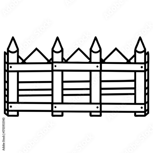Simple black and white illustration of a picket fence design