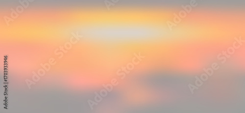 The soft light of dawn creates a gradient of pastel colors, blending hazy peach, gentle coral, pale apricot, and subdued gray in a delicate, dreamlike atmosphere